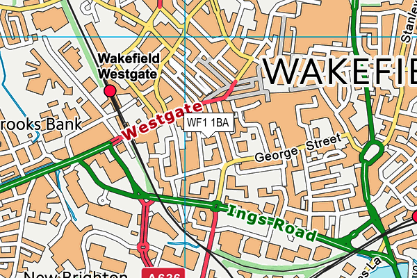 WF1 1BA map - OS VectorMap District (Ordnance Survey) WF1 1BA map - OS VectorMap District (Ordnance Survey)
