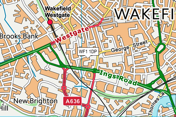 WF1 1DP map - OS VectorMap District (Ordnance Survey) WF1 1DP map - OS VectorMap District (Ordnance Survey)