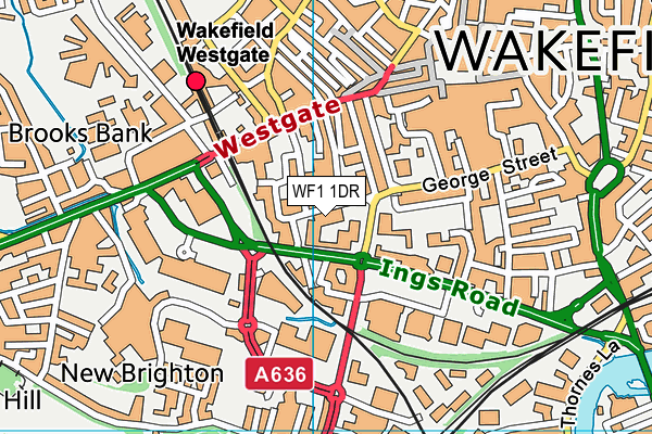 WF1 1DR map - OS VectorMap District (Ordnance Survey) WF1 1DR map - OS VectorMap District (Ordnance Survey)