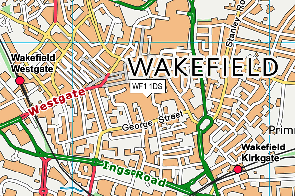 WF1 1DS map - OS VectorMap District (Ordnance Survey) WF1 1DS map - OS VectorMap District (Ordnance Survey)