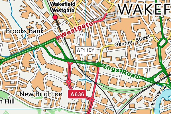 WF1 1DY map - OS VectorMap District (Ordnance Survey) WF1 1DY map - OS VectorMap District (Ordnance Survey)