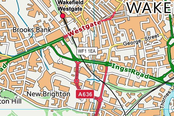 WF1 1EA map - OS VectorMap District (Ordnance Survey) WF1 1EA map - OS VectorMap District (Ordnance Survey)