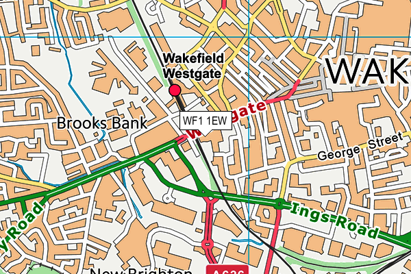 WF1 1EW map - OS VectorMap District (Ordnance Survey) WF1 1EW map - OS VectorMap District (Ordnance Survey)