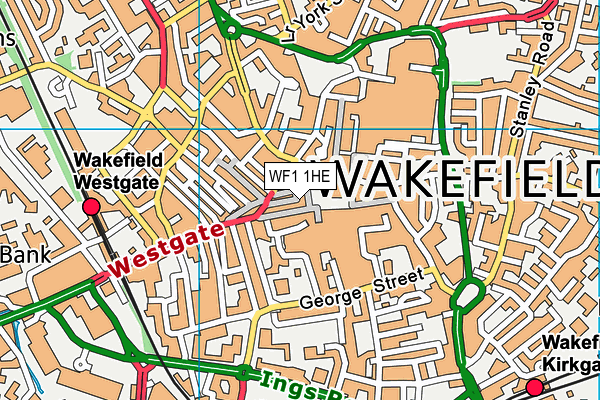 WF1 1HE map - OS VectorMap District (Ordnance Survey) WF1 1HE map - OS VectorMap District (Ordnance Survey)