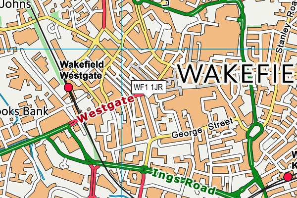 WF1 1JR map - OS VectorMap District (Ordnance Survey) WF1 1JR map - OS VectorMap District (Ordnance Survey)