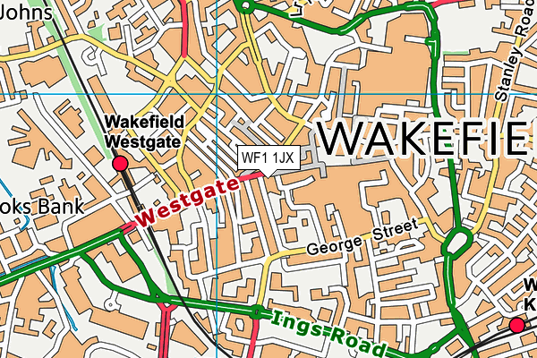 WF1 1JX map - OS VectorMap District (Ordnance Survey) WF1 1JX map - OS VectorMap District (Ordnance Survey)