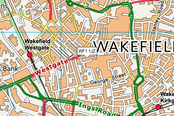WF1 1JZ map - OS VectorMap District (Ordnance Survey) WF1 1JZ map - OS VectorMap District (Ordnance Survey)