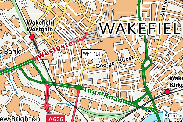 WF1 1LJ map - OS VectorMap District (Ordnance Survey) WF1 1LJ map - OS VectorMap District (Ordnance Survey)