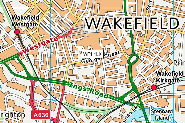 WF1 1LX map - OS VectorMap District (Ordnance Survey) WF1 1LX map - OS VectorMap District (Ordnance Survey)