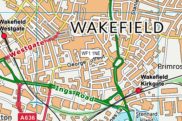 WF1 1NE map - OS VectorMap District (Ordnance Survey) WF1 1NE map - OS VectorMap District (Ordnance Survey)