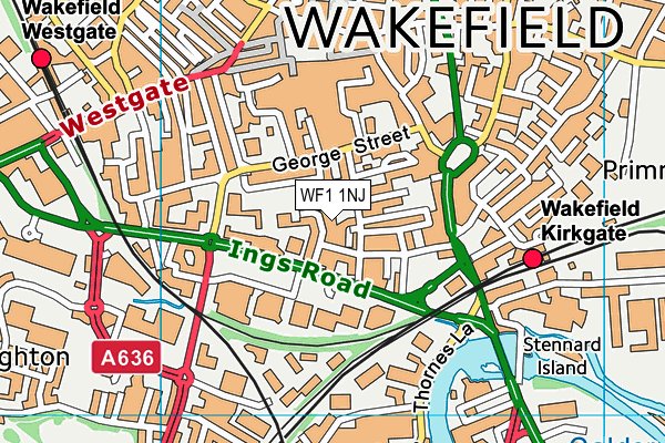 WF1 1NJ map - OS VectorMap District (Ordnance Survey) WF1 1NJ map - OS VectorMap District (Ordnance Survey)