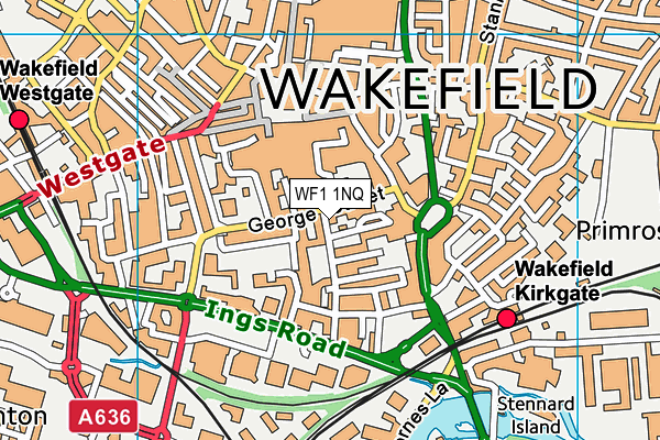 WF1 1NQ map - OS VectorMap District (Ordnance Survey) WF1 1NQ map - OS VectorMap District (Ordnance Survey)