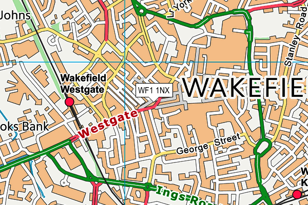 WF1 1NX map - OS VectorMap District (Ordnance Survey) WF1 1NX map - OS VectorMap District (Ordnance Survey)