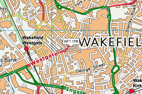 WF1 1PB map - OS VectorMap District (Ordnance Survey) WF1 1PB map - OS VectorMap District (Ordnance Survey)