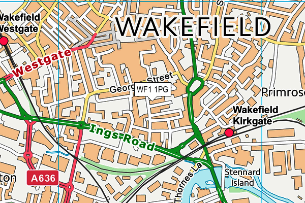WF1 1PG map - OS VectorMap District (Ordnance Survey) WF1 1PG map - OS VectorMap District (Ordnance Survey)