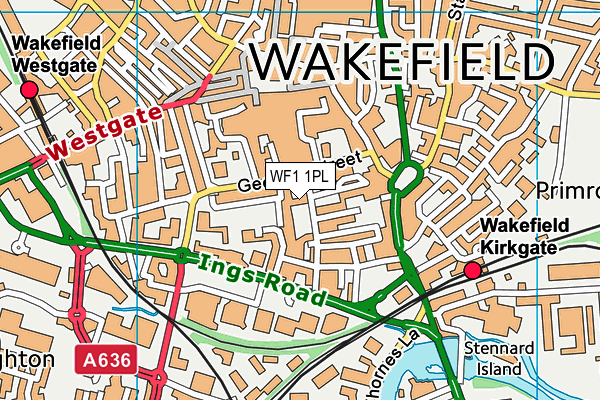 WF1 1PL map - OS VectorMap District (Ordnance Survey) WF1 1PL map - OS VectorMap District (Ordnance Survey)