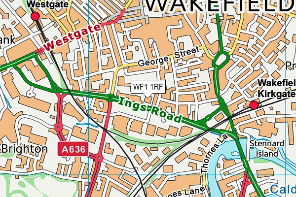 WF1 1RF map - OS VectorMap District (Ordnance Survey) WF1 1RF map - OS VectorMap District (Ordnance Survey)