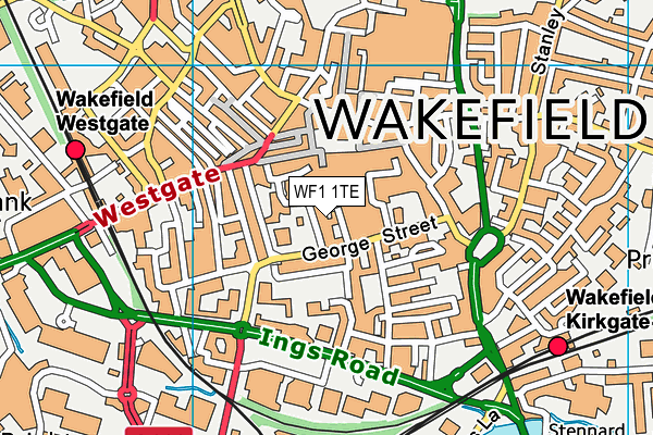 WF1 1TE map - OS VectorMap District (Ordnance Survey) WF1 1TE map - OS VectorMap District (Ordnance Survey)