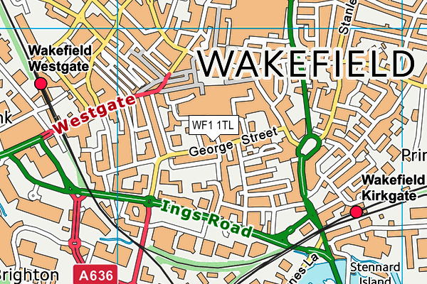 WF1 1TL map - OS VectorMap District (Ordnance Survey) WF1 1TL map - OS VectorMap District (Ordnance Survey)