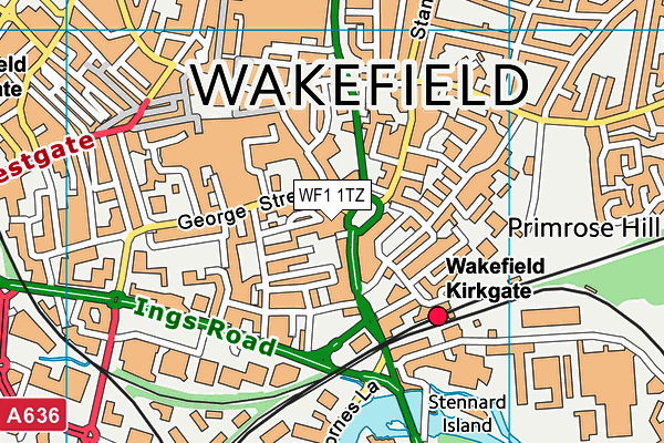WF1 1TZ map - OS VectorMap District (Ordnance Survey) WF1 1TZ map - OS VectorMap District (Ordnance Survey)