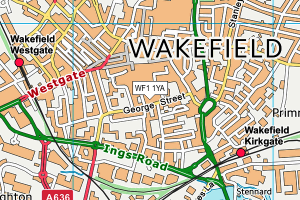 WF1 1YA map - OS VectorMap District (Ordnance Survey) WF1 1YA map - OS VectorMap District (Ordnance Survey)