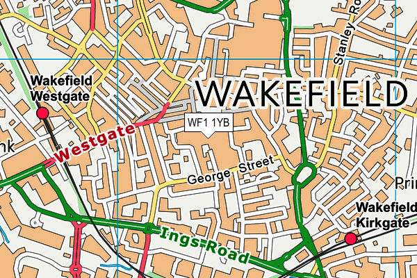 WF1 1YB map - OS VectorMap District (Ordnance Survey) WF1 1YB map - OS VectorMap District (Ordnance Survey)
