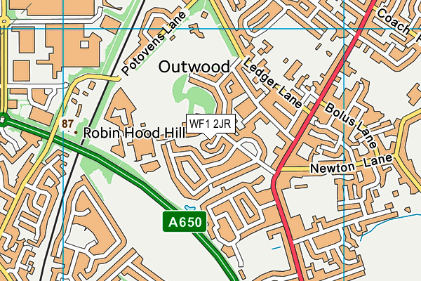 WF1 2JR map - OS VectorMap District (Ordnance Survey) WF1 2JR map - OS VectorMap District (Ordnance Survey)