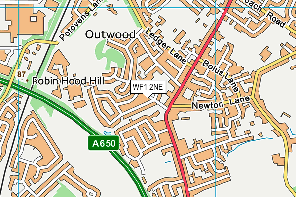 WF1 2NE map - OS VectorMap District (Ordnance Survey) WF1 2NE map - OS VectorMap District (Ordnance Survey)
