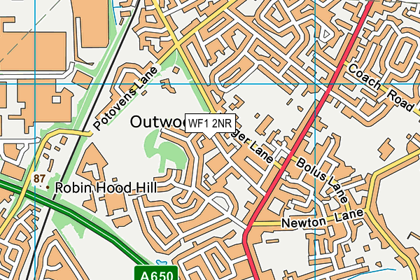 WF1 2NR map - OS VectorMap District (Ordnance Survey)