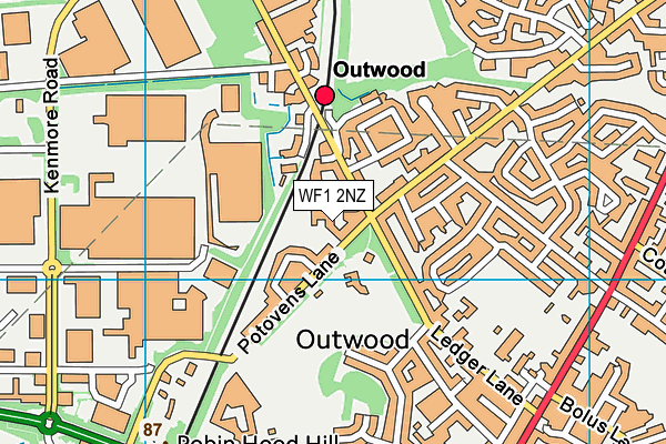 WF1 2NZ map - OS VectorMap District (Ordnance Survey) WF1 2NZ map - OS VectorMap District (Ordnance Survey)