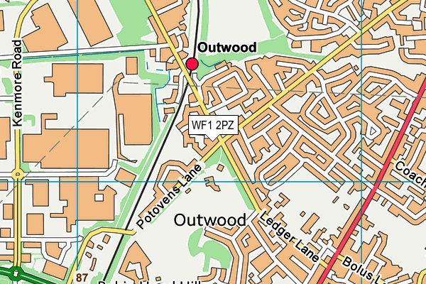WF1 2PZ map - OS VectorMap District (Ordnance Survey) WF1 2PZ map - OS VectorMap District (Ordnance Survey)