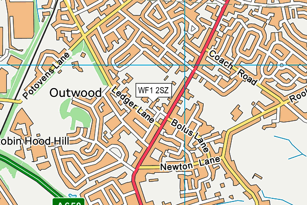 WF1 2SZ map - OS VectorMap District (Ordnance Survey) WF1 2SZ map - OS VectorMap District (Ordnance Survey)