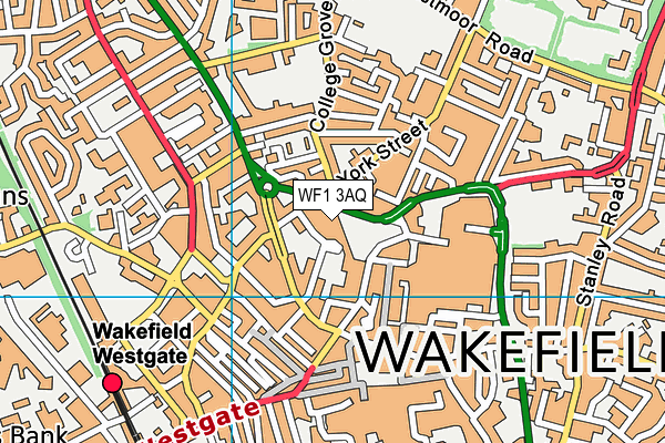 WF1 3AQ map - OS VectorMap District (Ordnance Survey) WF1 3AQ map - OS VectorMap District (Ordnance Survey)