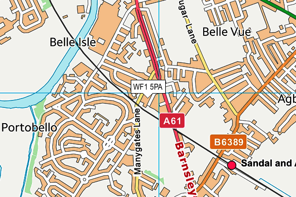 WF1 5PA map - OS VectorMap District (Ordnance Survey) WF1 5PA map - OS VectorMap District (Ordnance Survey)