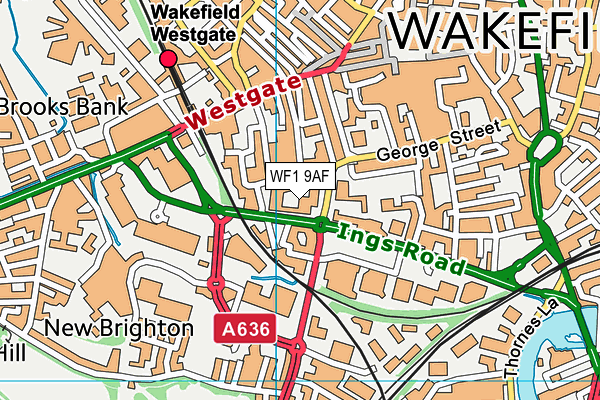 WF1 9AF map - OS VectorMap District (Ordnance Survey) WF1 9AF map - OS VectorMap District (Ordnance Survey)
