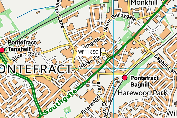 WF11 8SQ map - OS VectorMap District (Ordnance Survey) WF11 8SQ map - OS VectorMap District (Ordnance Survey)