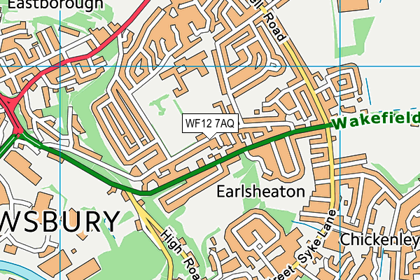 WF12 7AQ map - OS VectorMap District (Ordnance Survey)
