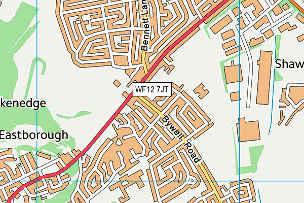 WF12 7JT map - OS VectorMap District (Ordnance Survey) WF12 7JT map - OS VectorMap District (Ordnance Survey)