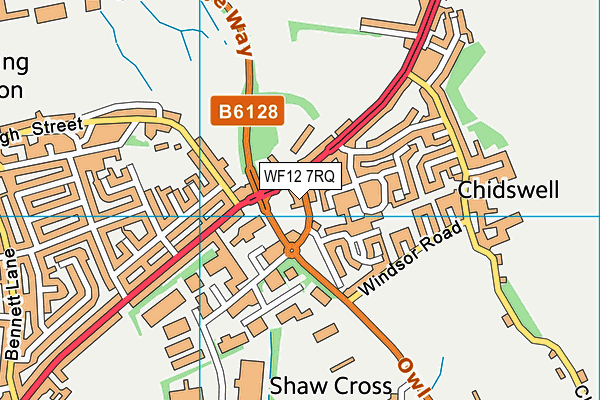 WF12 7RQ map - OS VectorMap District (Ordnance Survey)
