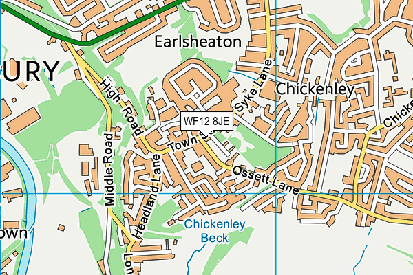 WF12 8JE map - OS VectorMap District (Ordnance Survey) WF12 8JE map - OS VectorMap District (Ordnance Survey)