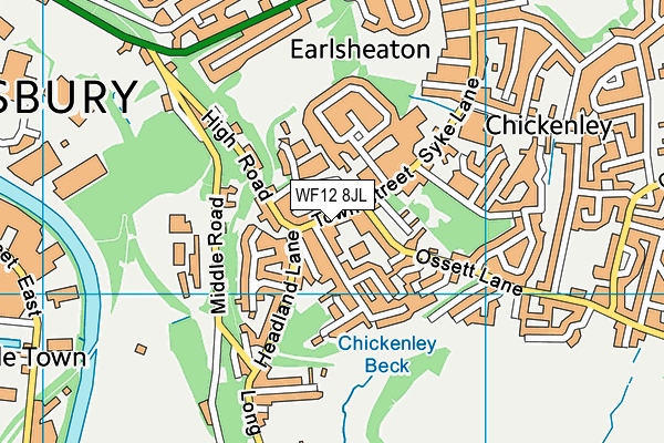 WF12 8JL map - OS VectorMap District (Ordnance Survey)