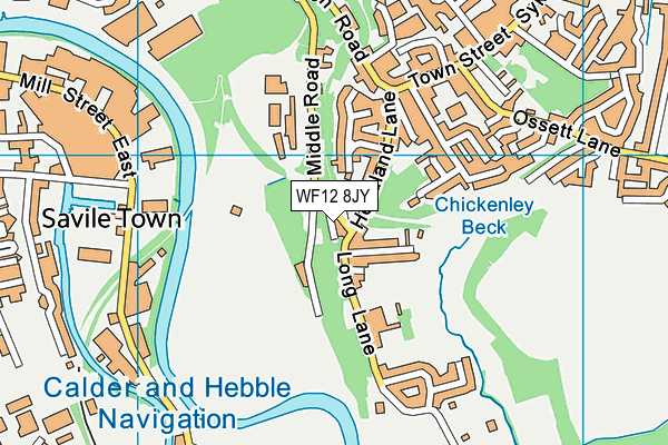 WF12 8JY map - OS VectorMap District (Ordnance Survey) WF12 8JY map - OS VectorMap District (Ordnance Survey)