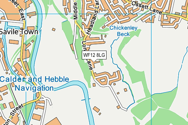 WF12 8LG map - OS VectorMap District (Ordnance Survey) WF12 8LG map - OS VectorMap District (Ordnance Survey)