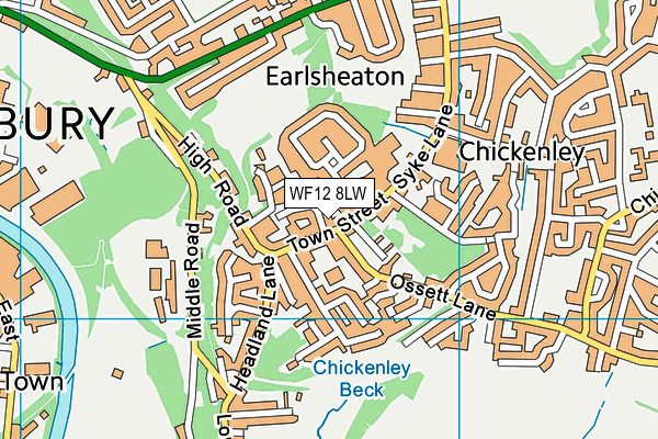 WF12 8LW map - OS VectorMap District (Ordnance Survey) WF12 8LW map - OS VectorMap District (Ordnance Survey)