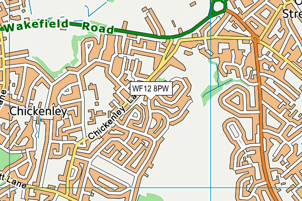 WF12 8PW map - OS VectorMap District (Ordnance Survey) WF12 8PW map - OS VectorMap District (Ordnance Survey)