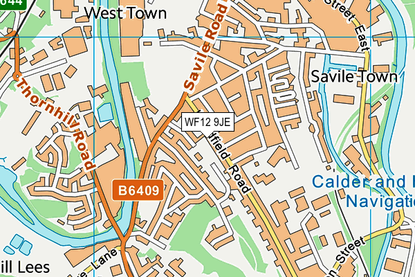 WF12 9JE map - OS VectorMap District (Ordnance Survey) WF12 9JE map - OS VectorMap District (Ordnance Survey)