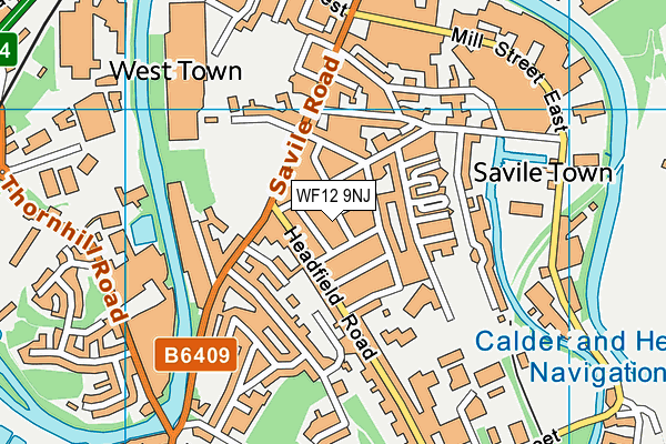 WF12 9NJ map - OS VectorMap District (Ordnance Survey) WF12 9NJ map - OS VectorMap District (Ordnance Survey)