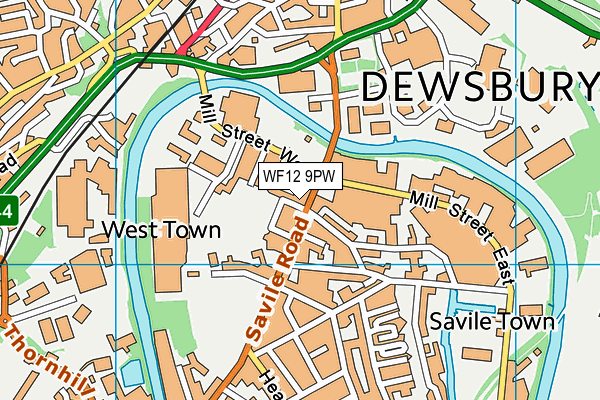 WF12 9PW map - OS VectorMap District (Ordnance Survey) WF12 9PW map - OS VectorMap District (Ordnance Survey)