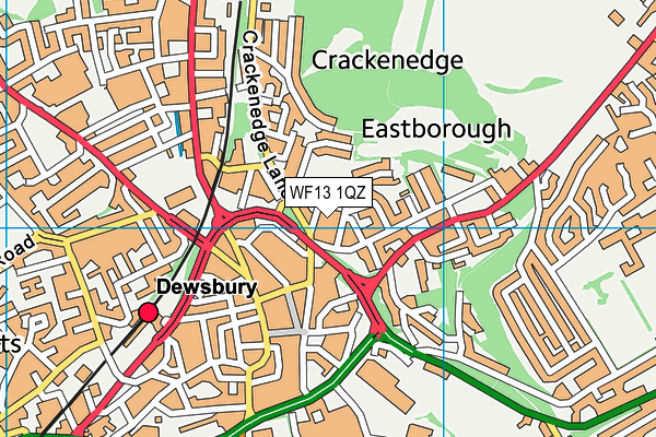 WF13 1QZ map - OS VectorMap District (Ordnance Survey)