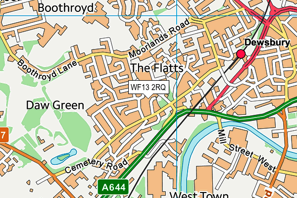WF13 2RQ map - OS VectorMap District (Ordnance Survey)